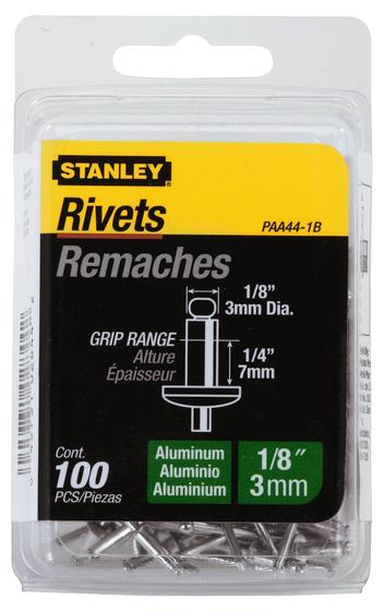 Imagem de Rebites de Alumínio Stanley PAA44-1B (3,2 mm x 6,4 mm) - Pacote com 100