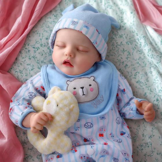 Imagem de Reborn Baby Doll JIZHI Lifelike 43 cm de vinil completo Body Boy 3+