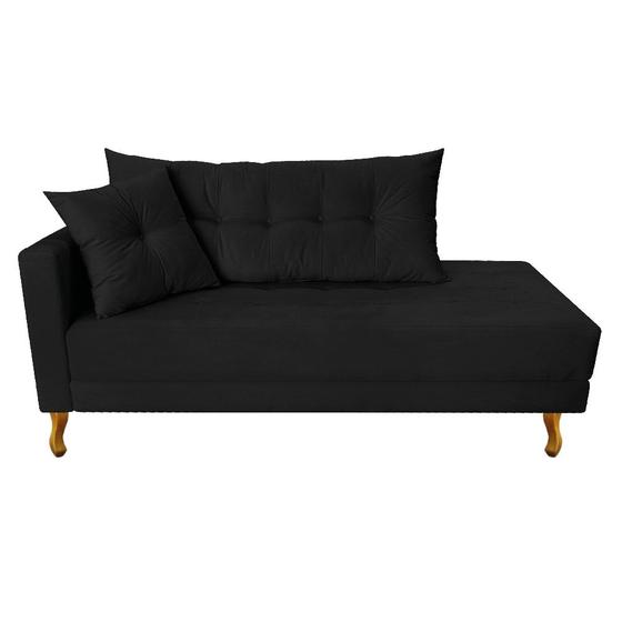 Imagem de Recamier Azura  185cm com Almofada Lado Direito Suede Preto - Amarena Móveis