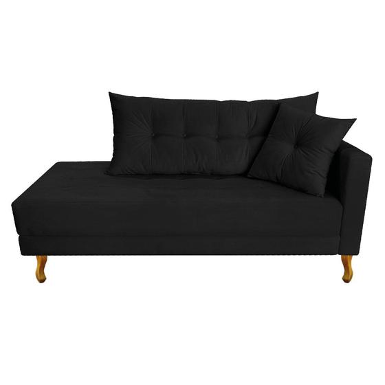 Imagem de Recamier Azura 185cm com Almofada Lado Esquerdo Suede Preto - Amarena Móveis