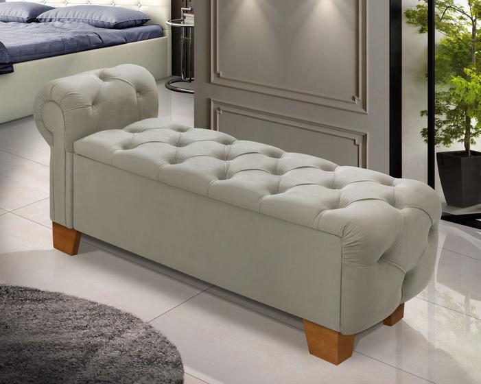 Imagem de Recamier Baú Divã Pés de Madeira Sapateira Puff Closet Nicho Organizador Decoração Banco Elegante Brinquedo Calçadeira Roupas Enxoval