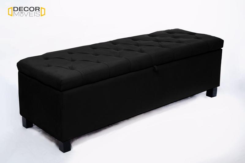 Recamier Baú Divã Sara 195cm P/ Cama King Sapateira Pés de Madeira Menor preço em Recamier Baú Divã Sara 195cm P/ Cama King Sapateira Pés de Madeira