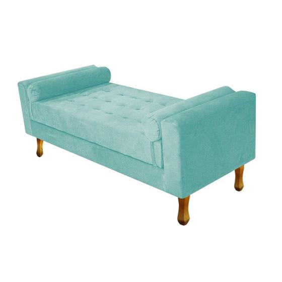 Imagem de Recamier Baú Félix Solteiro 120cm Suede Azul Tiffany - ADJ Decor