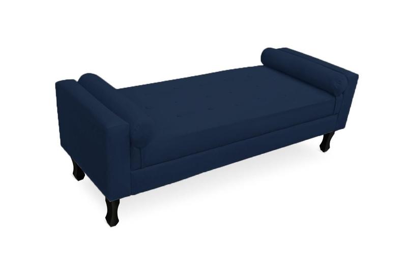 Imagem de Recamier Baú Fênix Para Cama Casal 140cm Suede Azul Marinho - INCASA DECOR