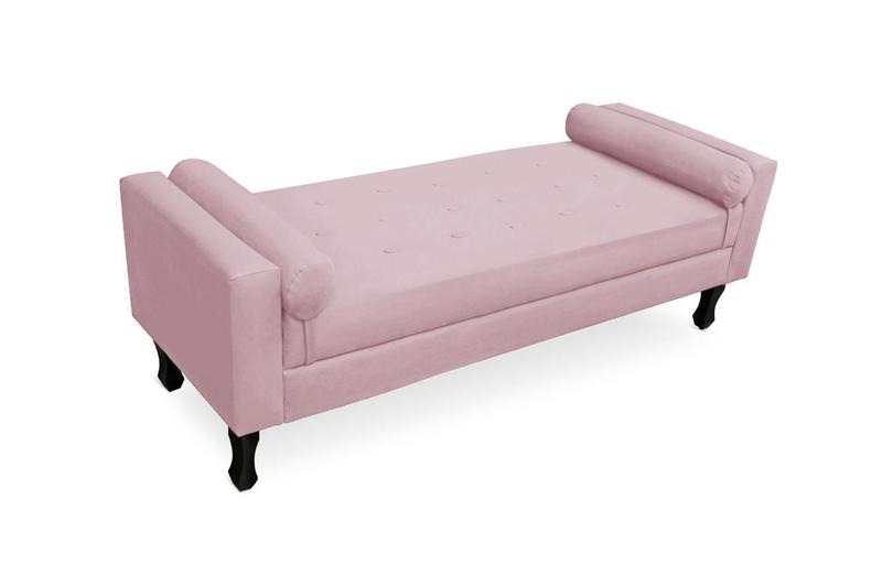 Imagem de Recamier Baú Fênix Para Cama Casal 140cm Suede Rosa Bebe - INCASA DECOR