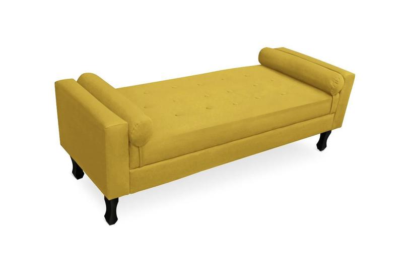 Imagem de Recamier Baú Fênix Para Cama King 195cm Suede Amarelo - INCASA DECOR