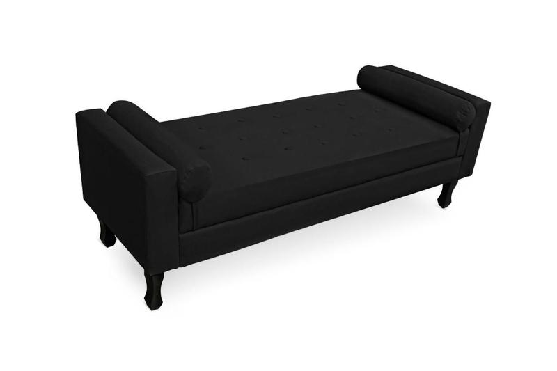 Imagem de Recamier Baú Fênix Para Cama Queen 160cm Suede Preto - INCASA DECOR