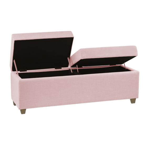 Imagem de Recamier Bau Madri 1,40m Suede Rosa Bebe - Inova Decor