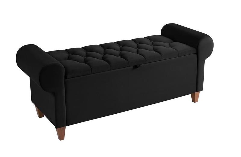 Imagem de Recamier Baú P/ Cama Queen 1,50m C/ Capitone Preto