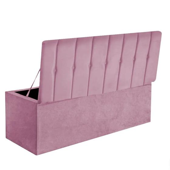 Imagem de Recamier Baú para o Quarto Akira 90 Cm Solteiro Suede Rose - Móveis Mafer