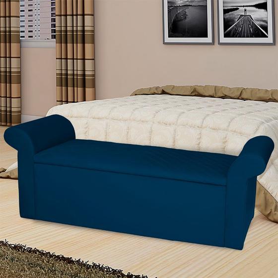 Imagem de Recamier Baú Viena King 195 Cm Suede Azul Marinho