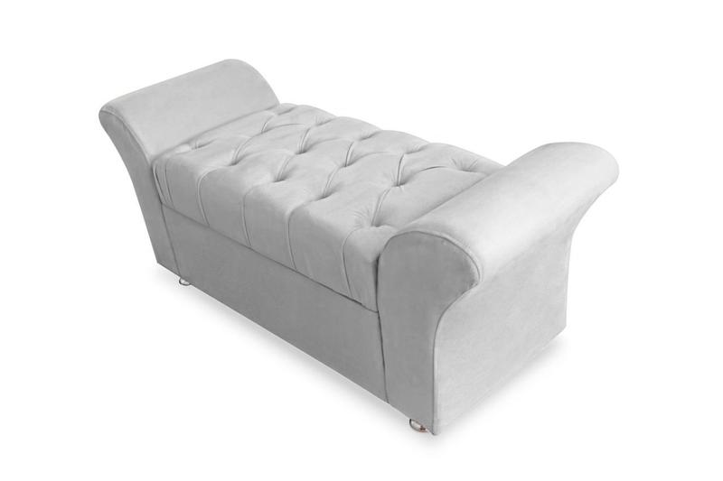 Imagem de Recamier Calçadeira Baú Veneza King 195 cm Suede Branco DL Decor