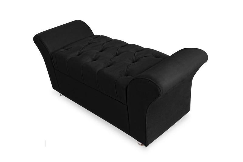 Imagem de Recamier Calçadeira Baú Veneza Queen 160 cm Suede Preto DL Decor
