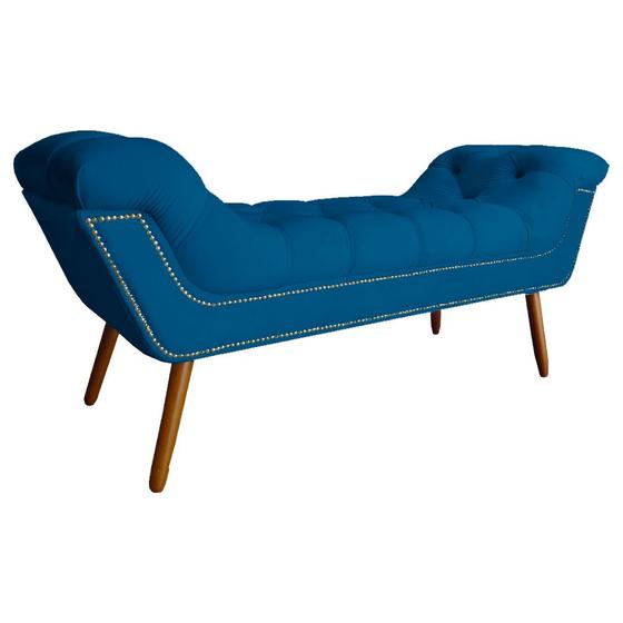 Imagem de Recamier Calçadeira Estofado Sienna Casal 140 Cm Suede Azul Royal - DL DECOR