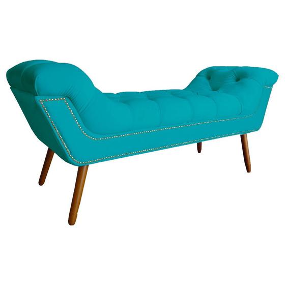 Imagem de Recamier Calçadeira Estofado Sienna Casal 140 Cm Suede Azul Turquesa - LM DECOR