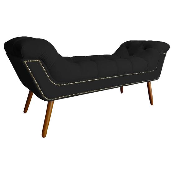 Imagem de Recamier Calçadeira Estofado Sienna Casal 140 Cm Suede Preto - DL DECOR