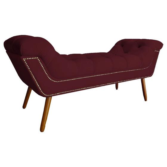 Imagem de Recamier Calçadeira Estofado Sienna King 195 Cm Suede Vermelho Bordo - LM DECOR