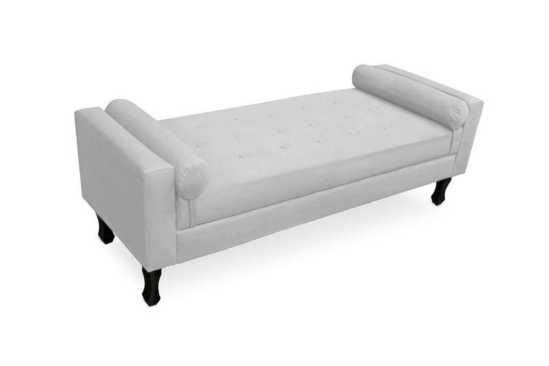 Imagem de Recamier Calçadeira Fênix Baú Estofado Quarto Solteiro 100cm Corano Branco - DL Decor