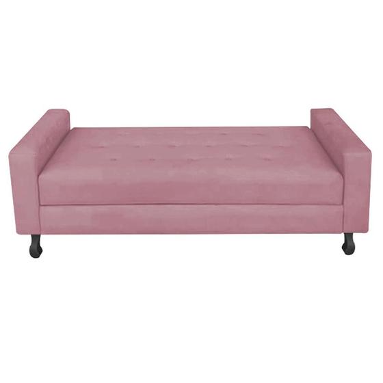 Imagem de Recamier Calçadeira Sofá Bianca  1,00 cm Solteiro Baú Quarto Sala Suede Rose -Damaffê  Móveis