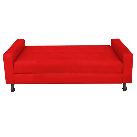 Imagem de Recamier Calçadeira Sofá Bianca  1,60 cm Queen Size Baú Quarto Sala Suede Vermelho -Damaffê  Móveis