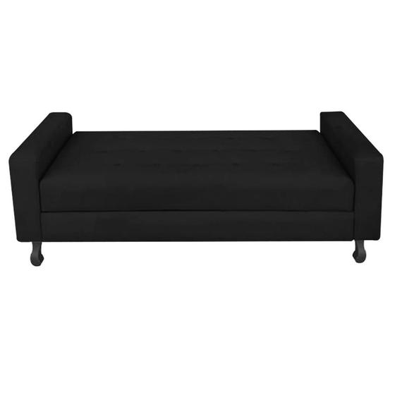 Imagem de Recamier Calçadeira Sofá Bianca  90 cm Solteiro Baú Quarto Sala Suede Preto -Damaffê  Móveis