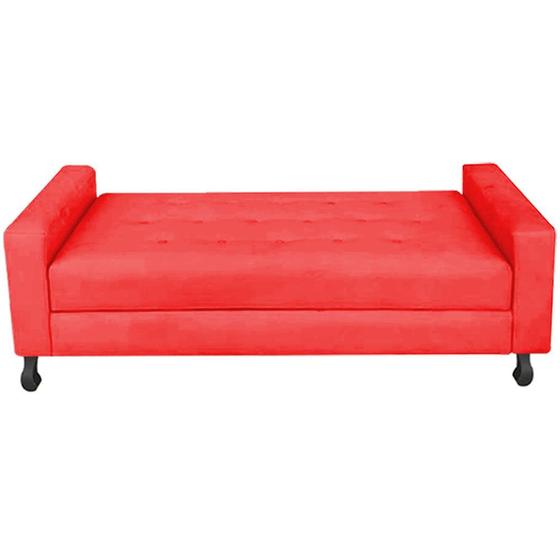 Imagem de Recamier Calçadeira Sofá Cristal   1,00 cm Solteiro Baú Quarto Sala Suede Vermelho -Damaffê  Móveis