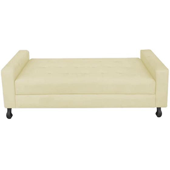 Imagem de Recamier Calçadeira Sofá Cristal   1,60 cm Queen Size Baú Quarto Sala Suede Bege -Damaffê  Móveis