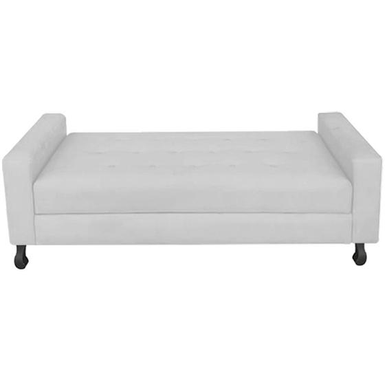 Imagem de Recamier Calçadeira Sofá Cristal   90 cm Solteiro Baú Quarto Sala Suede Branco -Damaffê  Móveis