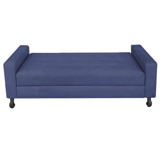 Imagem de Recamier Calçadeira Sofá Dama  1,95 cm King Size Baú Quarto Sala material sintético Azul Marinho -Damaffê  Móveis