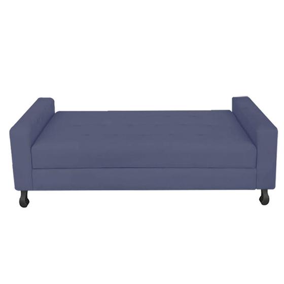 Imagem de Recamier Calçadeira Sofá Damares 1,60 cm Queen Size Baú Quarto Sala Suede Azul Marinho -Damaffê  Móveis