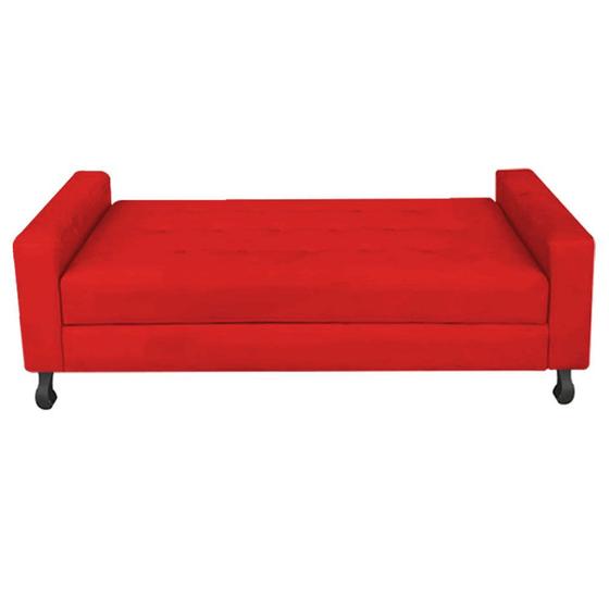 Imagem de Recamier Calçadeira Sofá Geovana  1,95 cm King Size Baú Quarto Sala Suede Vermelho -Damaffê  Móveis