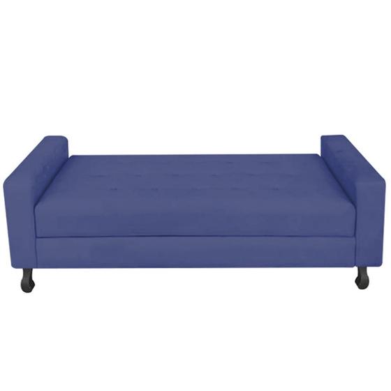 Imagem de Recamier Calçadeira Sofá Mel   1,40 cm Casal Baú Quarto Sala Suede Azul Marinho -Damaffê  Móveis