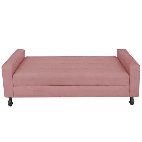 Imagem de Recamier Calçadeira Sofá Slim   1,40 cm Casal Baú Quarto Sala Suede Rose -Damaffê  Móveis