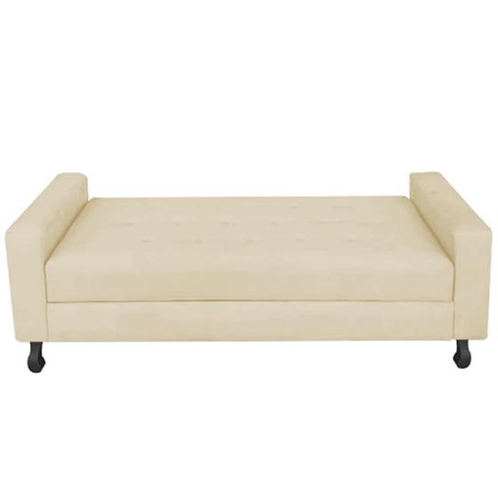 Imagem de Recamier Calçadeira Sofá Slim   1,60 cm Queen Size Baú Quarto Sala material sintético Bege -Damaffê  Móveis