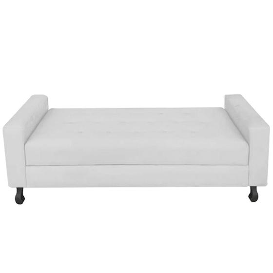 Imagem de Recamier Calçadeira Sofá Slim   90 cm Solteiro Baú Quarto Sala Suede Branco -Damaffê  Móveis