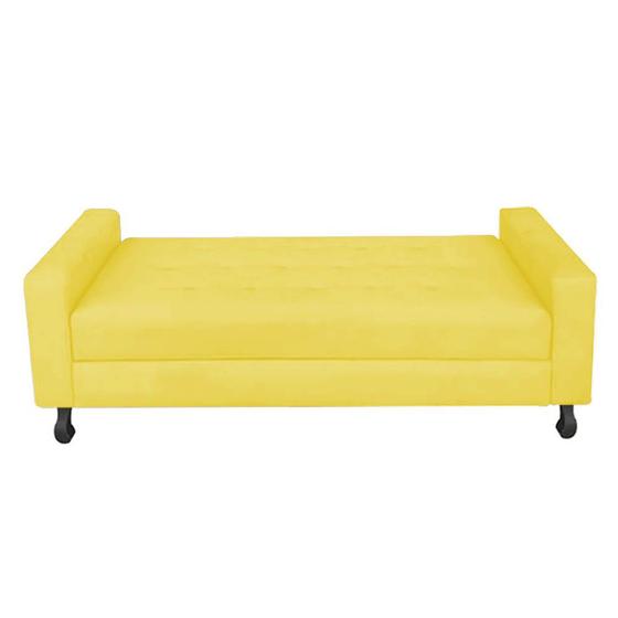 Imagem de Recamier Calçadeira Sofá Turim  1,40 cm Solteiro Baú Quarto Sala Suede Amarelo -Damaffê  Móveis