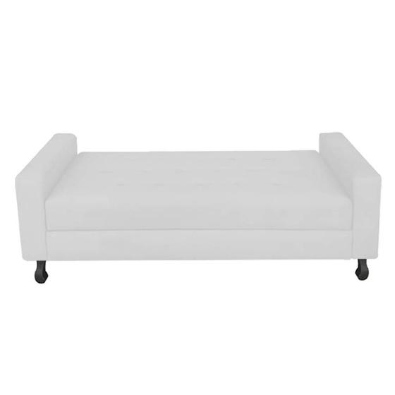 Imagem de Recamier Calçadeira Sofá Turim  1,60 cm Solteiro Baú Quarto Sala Suede Branco -Damaffê  Móveis