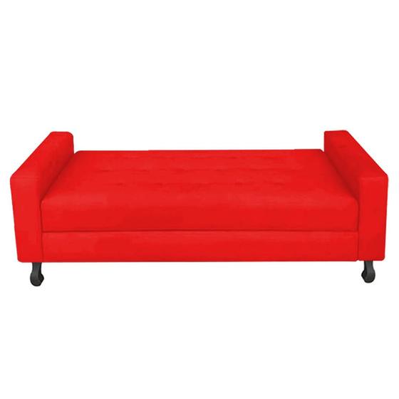 Imagem de Recamier Calçadeira Sofá Turim  1,95 cm Solteiro Baú Quarto Sala material sintético Vermelho -Damaffê  Móveis