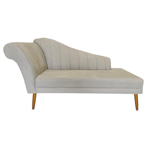 Imagem de Recamier Cecília Estofado Direito Com Pés Palito Sala de Estar Veludo Bege - DL DECOR