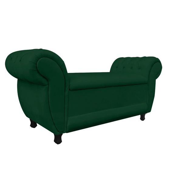 Imagem de Recamier com Baú Grécia 195 cm Namoradeira Calçadeira Suede Verde D'Rossi