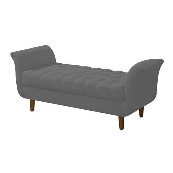 Imagem de Recamier  Decorativa  Grécia Pé em Madeira  2 Lugares Sala de Estar Recepção Escritório Suede Cinza - Damaffê Móveis