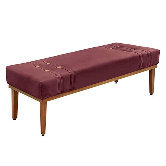 Imagem de Recamier Decorativo 140cm Kors Veludo Pés de Madeira Vinho G63 - Gran Belo