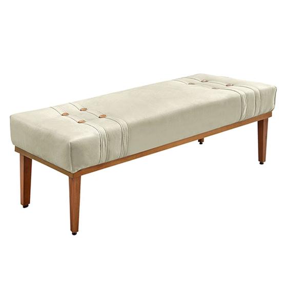 Imagem de Recamier Decorativo 160cm Kors Veludo Pés de Madeira Bege G63 - Gran Belo