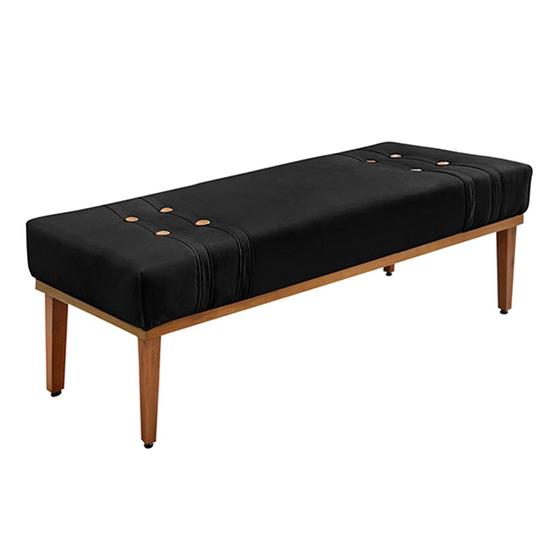 Imagem de Recamier Decorativo 195cm Kors Suede Pés de Madeira Preto G63 - Gran Belo