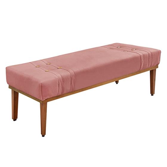 Imagem de Recamier Decorativo 90cm Kors Veludo Pés de Madeira Rosa G63 - Gran Belo