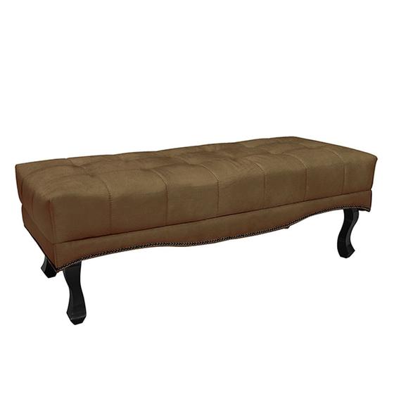 Imagem de Recamier Decorativo 90cm Loewe Suede Pés de Madeira Caramelo G63 - Gran Belo