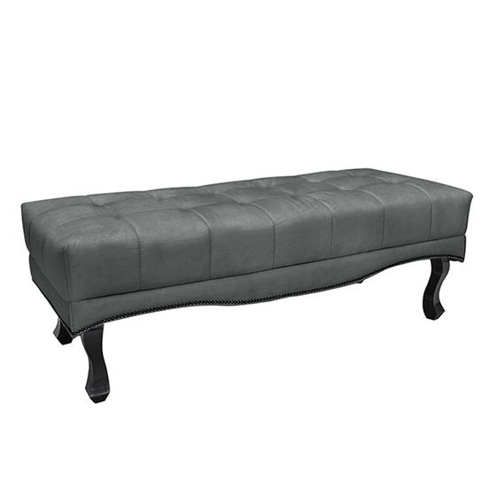 Imagem de Recamier Decorativo 90cm Loewe Veludo Pés de Madeira Cinza G63 - Gran Belo