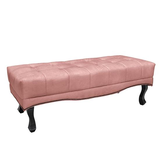 Imagem de Recamier Decorativo 90cm Loewe Veludo Pés de Madeira Rosa G63 - Gran Belo