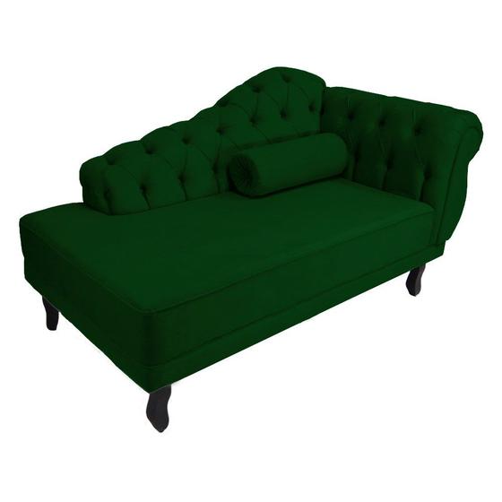 Imagem de Recamier Decorativo Divã Larissa Lado Esquerdo Suede Verde Pés Madeira Mz Decor