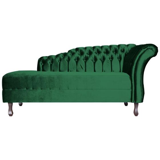 Imagem de Recamier Decorativo Divã Styllus Lado Esquerdo Veludo Verde Pés Madeira Mz Decor